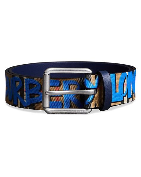 blue graffiti burberry belt